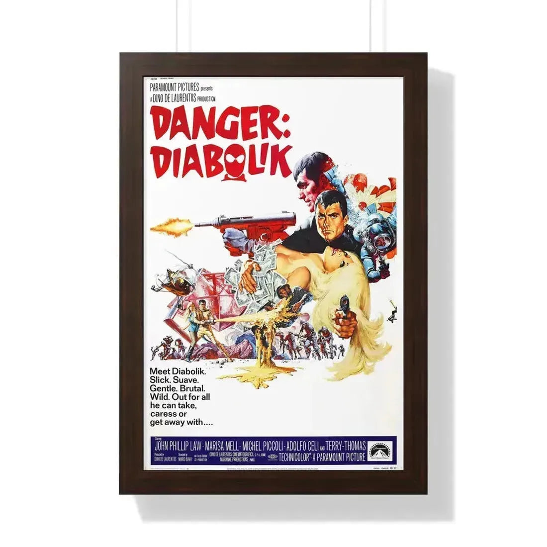 DANGER DIABOLIK 1968 - Framed Movie Poster 16″ x 24″ Walnut - The Sticker Space