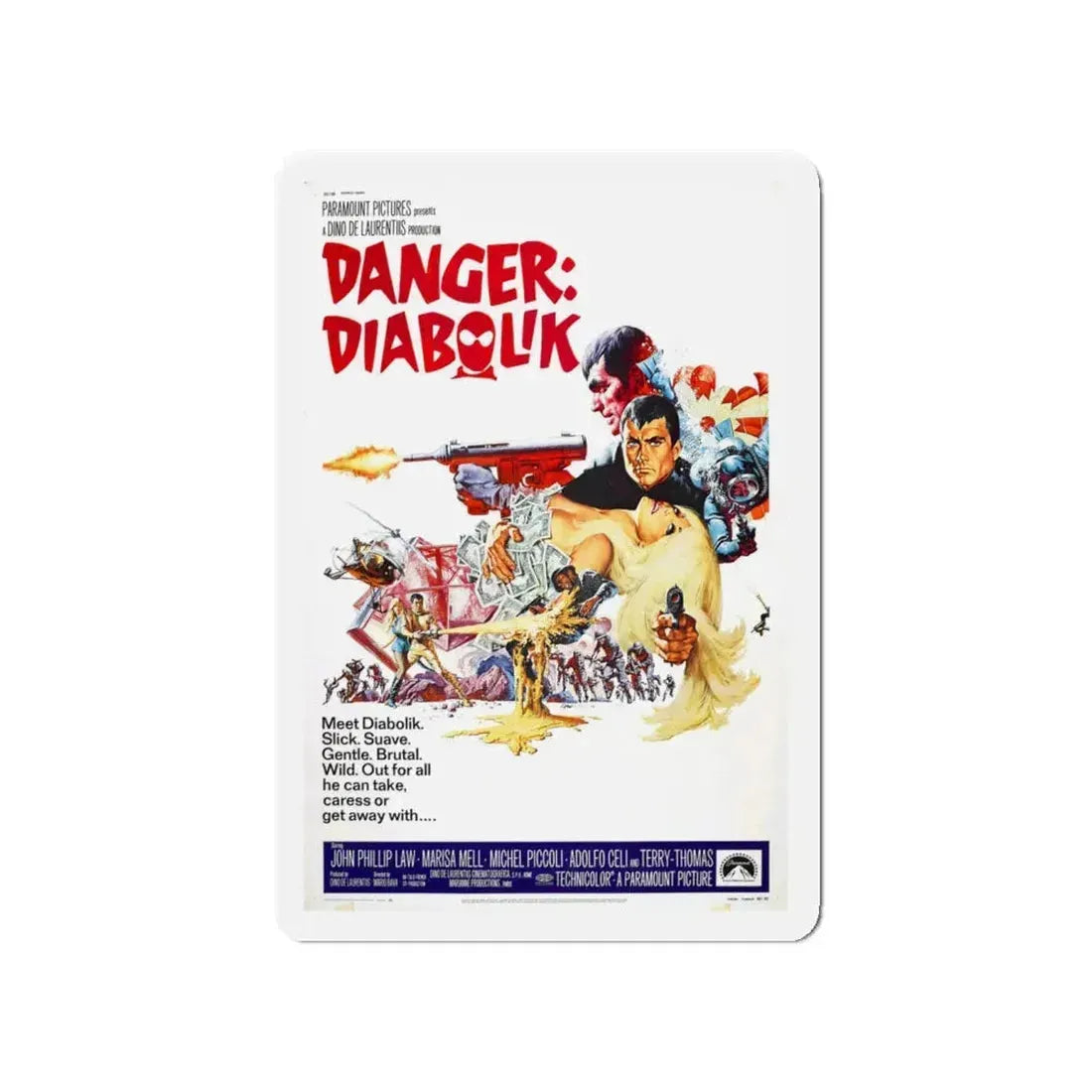 DANGER DIABOLIK 1968 Movie Poster - Refrigerator Magnet 4 Inch - The Sticker Space