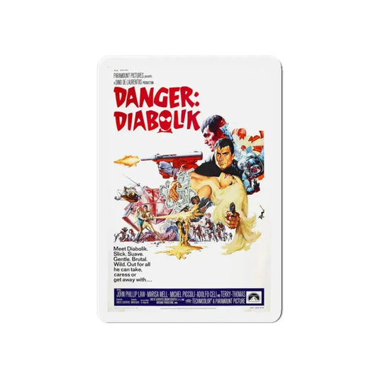 DANGER DIABOLIK 1968 Movie Poster - Refrigerator Magnet 6 Inch - The Sticker Space