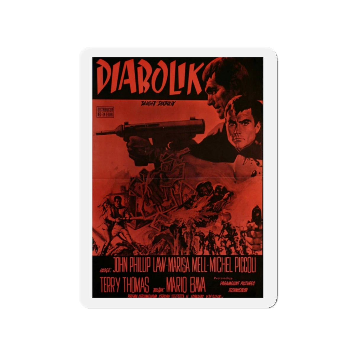 DANGER DIABOLIK (2) 1968 Movie Poster - Die-Cut Magnet-2" x 2"-The Sticker Space