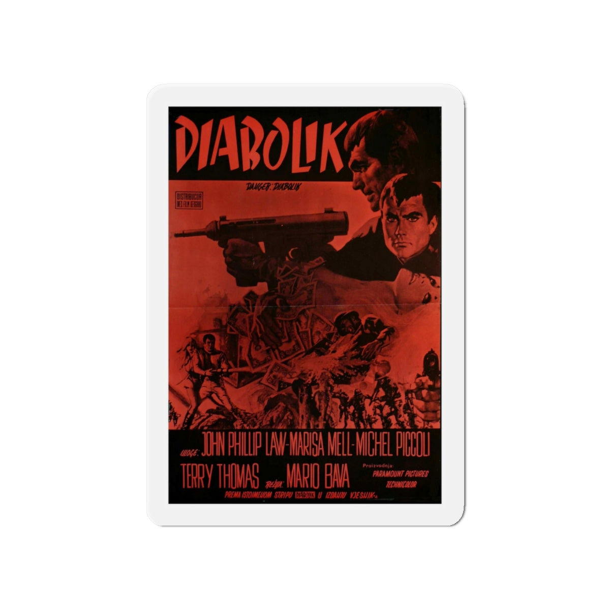 DANGER DIABOLIK (2) 1968 Movie Poster - Die-Cut Magnet-4" x 4"-The Sticker Space