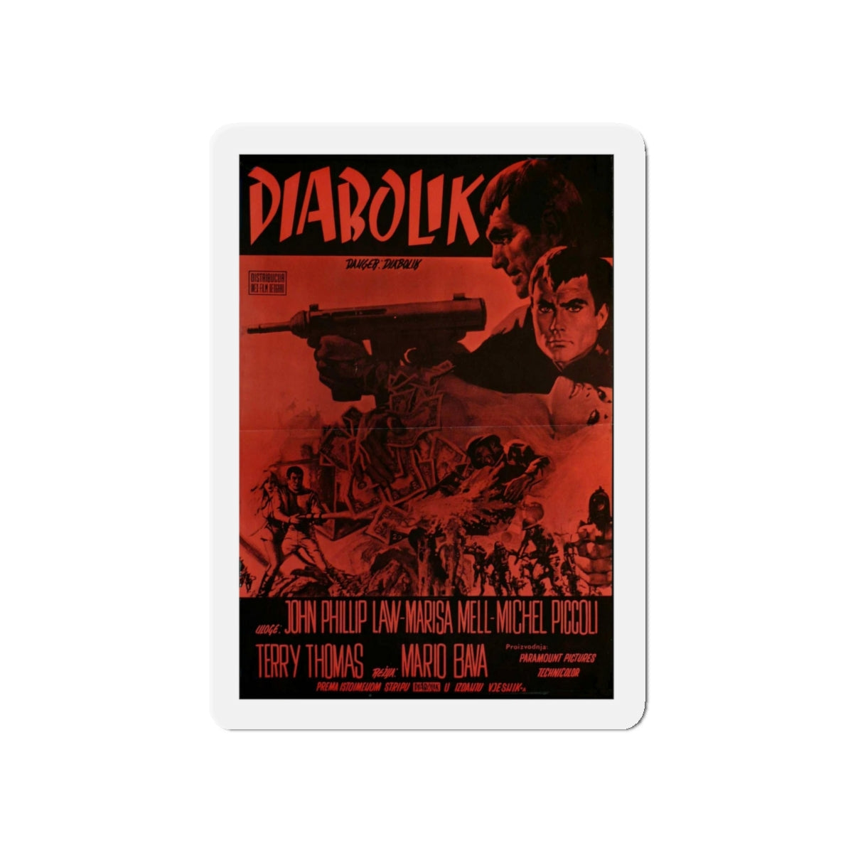 DANGER DIABOLIK (2) 1968 Movie Poster - Die-Cut Magnet-5" x 5"-The Sticker Space