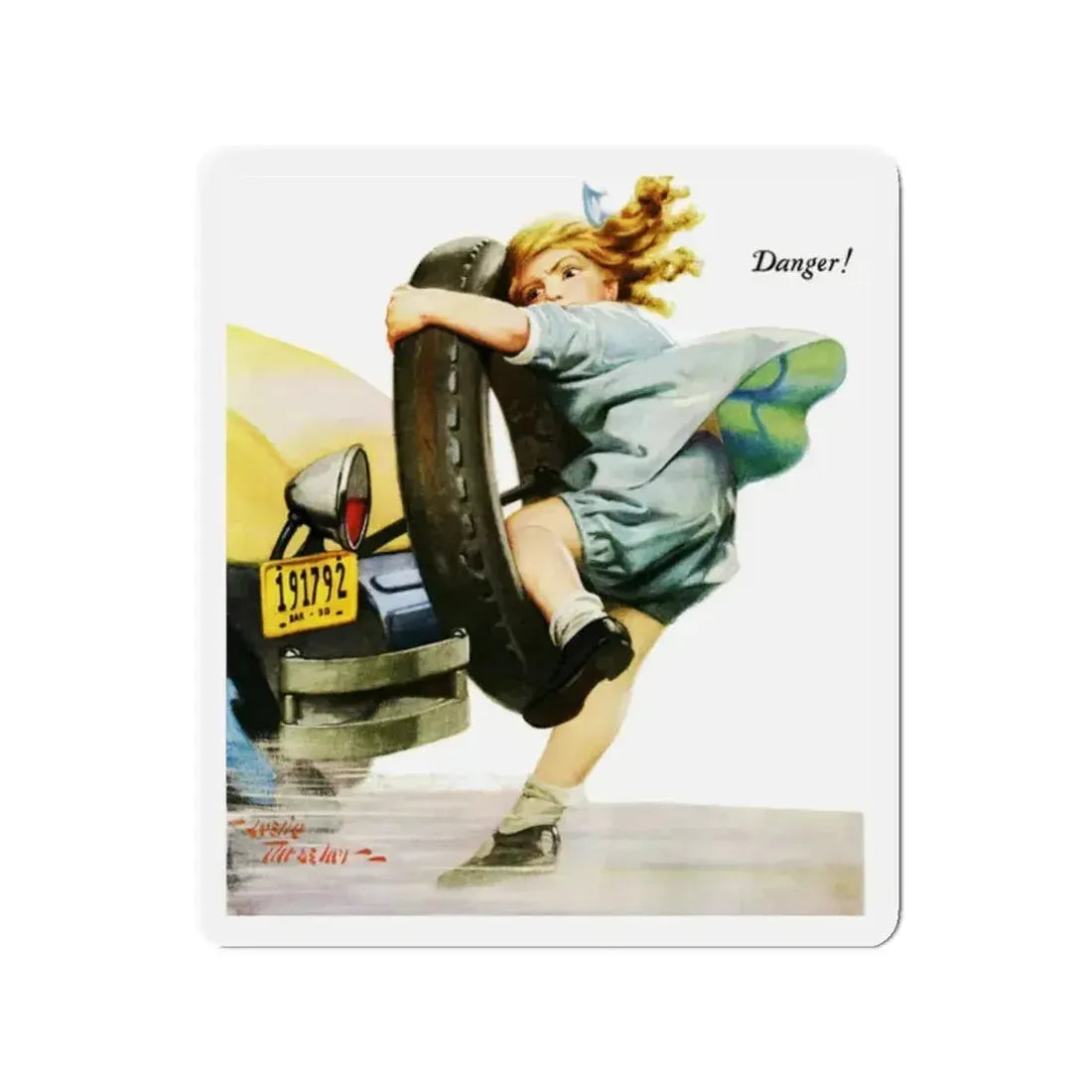 Danger, Liberty magazine cover, June 28, 1930 (Magazine Illustration) Refrigerator Magnet 2 Inch - The Sticker Space