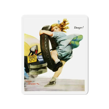 Danger, Liberty magazine cover, June 28, 1930 (Magazine Illustration) Refrigerator Magnet 3 Inch - The Sticker Space