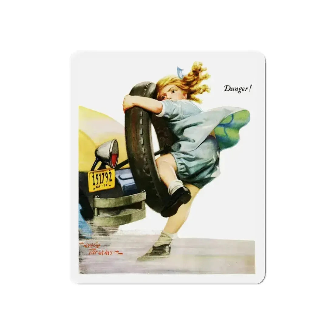 Danger, Liberty magazine cover, June 28, 1930 (Magazine Illustration) Refrigerator Magnet 6 Inch - The Sticker Space