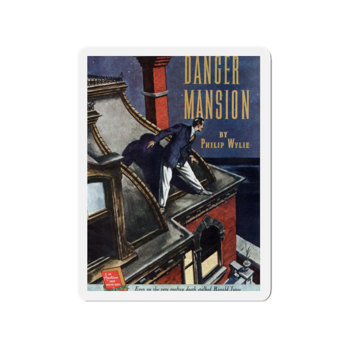 Danger Mansion (1), The American Magazine, December 1937 (Magazine Illustration) Refrigerator Magnet-2" x 2"-The Sticker Space