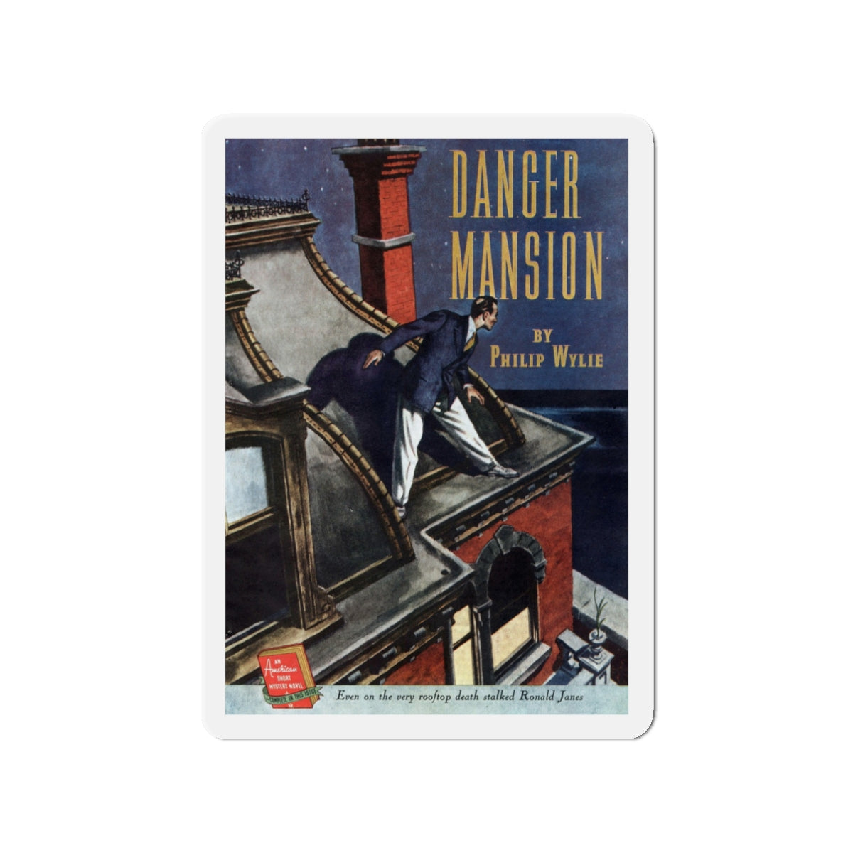 Danger Mansion (1), The American Magazine, December 1937 (Magazine Illustration) Refrigerator Magnet-3" x 3"-The Sticker Space