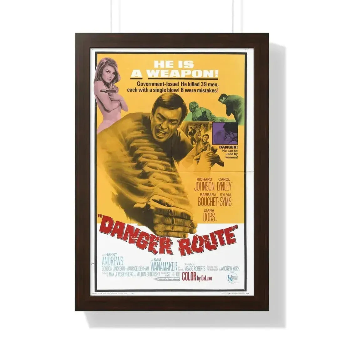 DANGER ROUTE 1967 - Framed Movie Poster 16″ x 24″ Walnut - The Sticker Space
