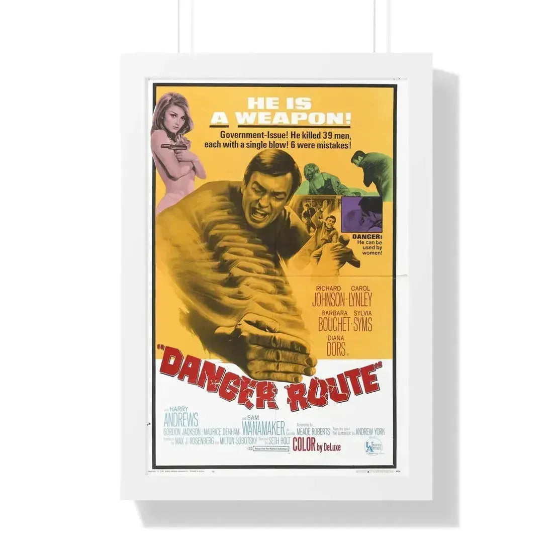 DANGER ROUTE 1967 - Framed Movie Poster 16″ x 24″ White - The Sticker Space