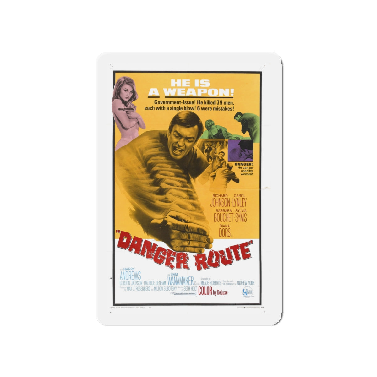 DANGER ROUTE 1967 Movie Poster - Die-Cut Magnet-4" x 4"-The Sticker Space