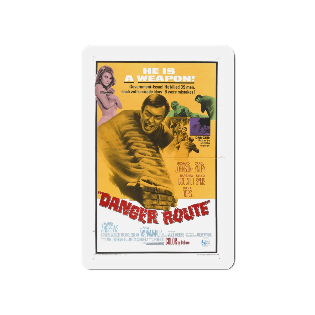 DANGER ROUTE 1967 Movie Poster - Die-Cut Magnet-5" x 5"-The Sticker Space