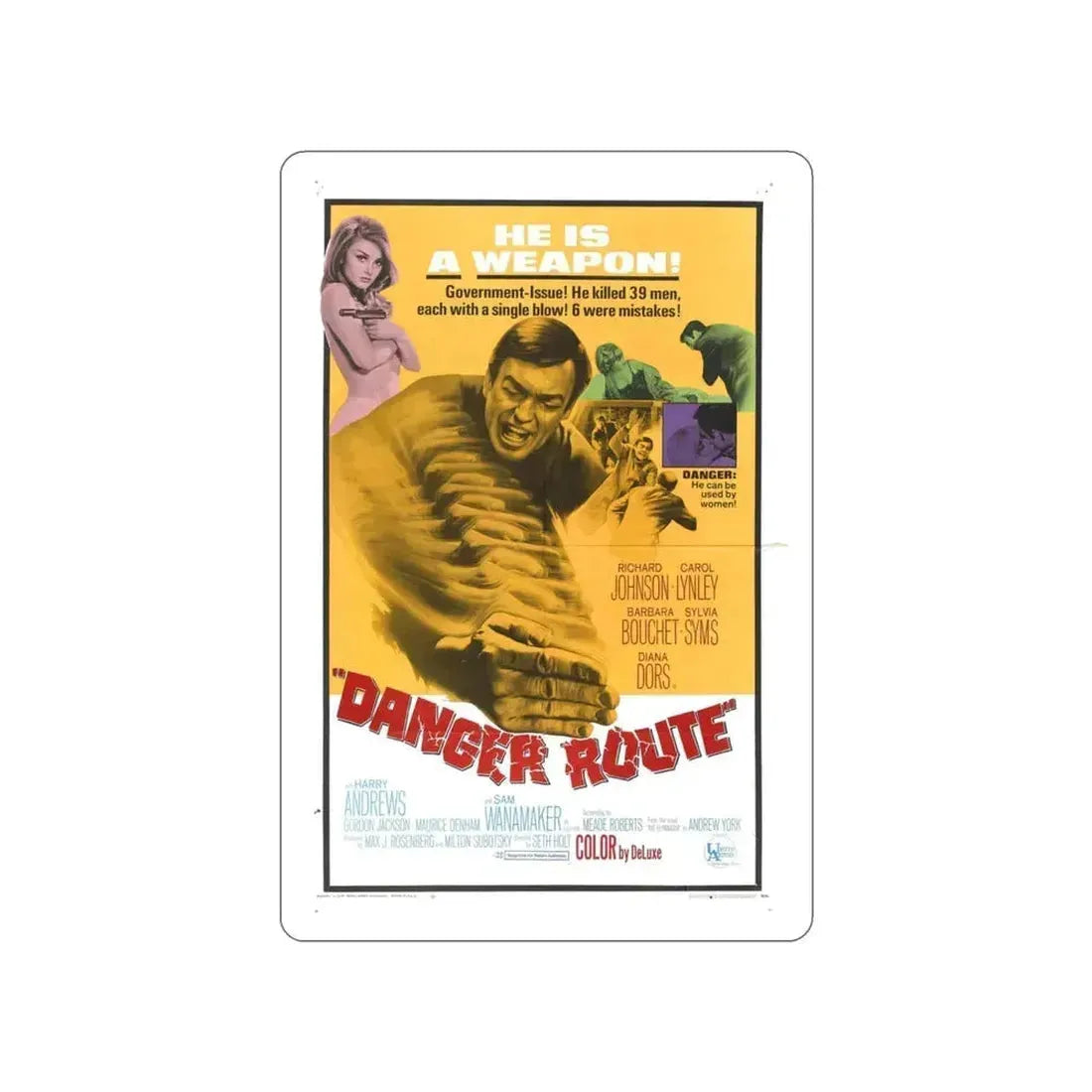 DANGER ROUTE 1967 Movie Poster STICKER Vinyl Die-Cut Decal 3 Inch - The Sticker Space