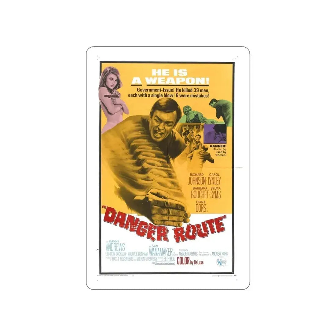 DANGER ROUTE 1967 Movie Poster STICKER Vinyl Die-Cut Decal 4 Inch - The Sticker Space