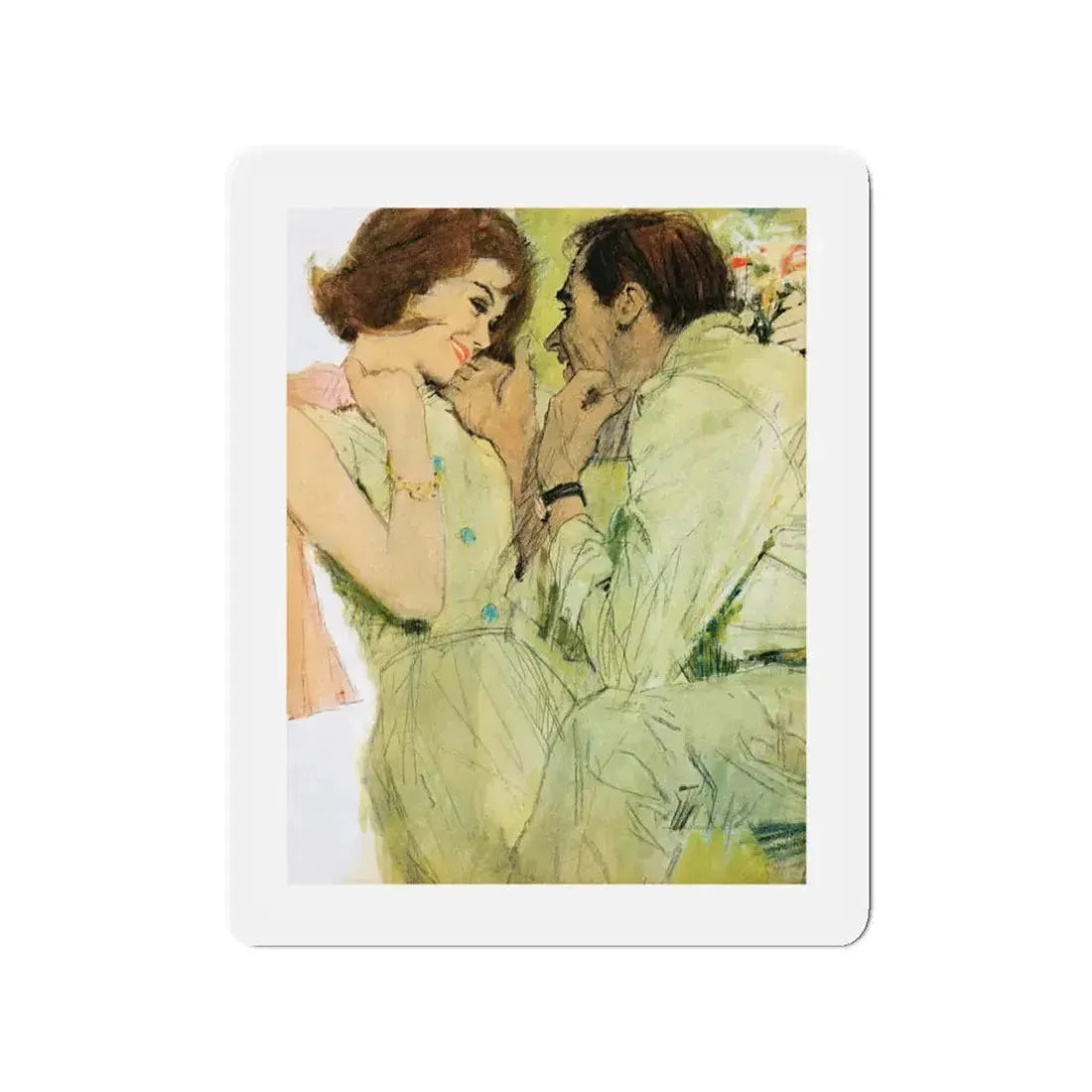 Danger Wife At Work! by Mary James, Woman's Own magazine, 1963 (Magazine Illustration) Refrigerator Magnet 3 Inch - The Sticker Space