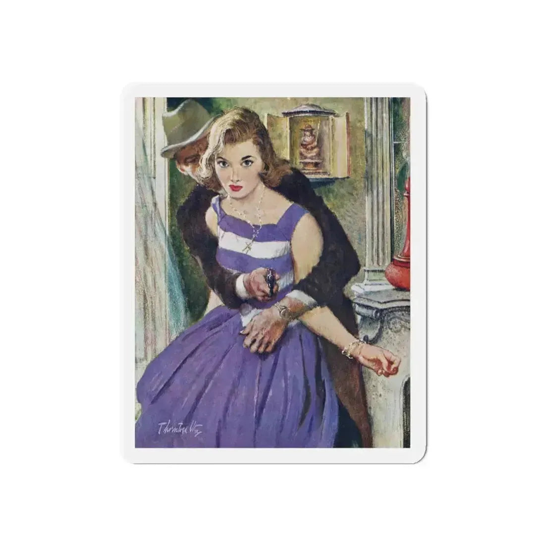 Dangerous Bluff by Thomas Walsh, The Saturday Evening Post, 1960 (Magazine Illustration) Refrigerator Magnet 6 Inch - The Sticker Space