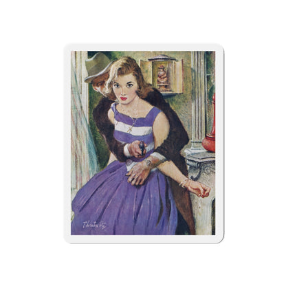 Dangerous Bluff by Thomas Walsh, The Saturday Evening Post, 1960 (Magazine Illustration) Refrigerator Magnet-6 × 6"-The Sticker Space