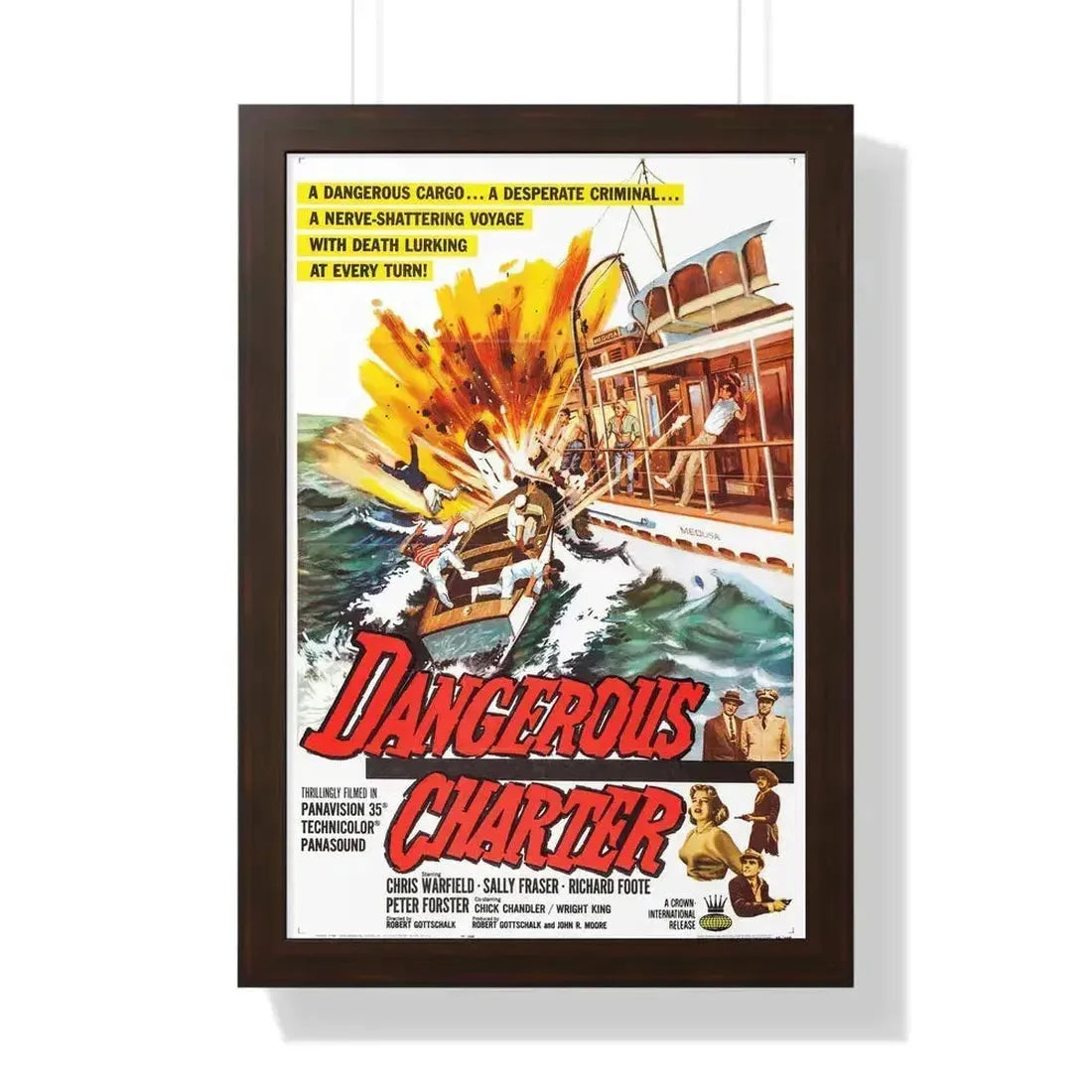 DANGEROUS CHARTER 1962 - Framed Movie Poster 16″ x 24″ Walnut - The Sticker Space