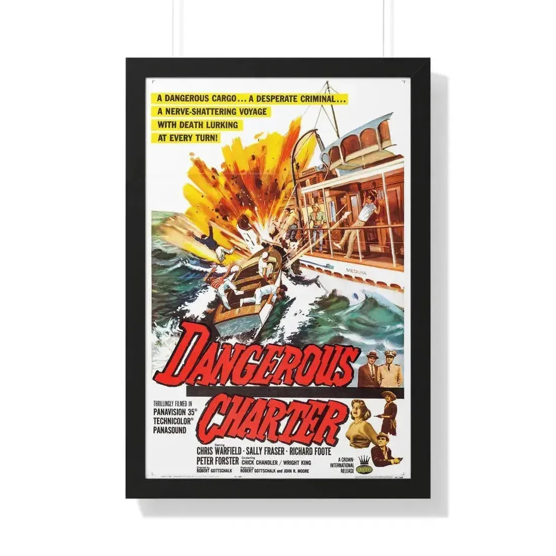 DANGEROUS CHARTER 1962 - Framed Movie Poster 20" x 30" Black - The Sticker Space
