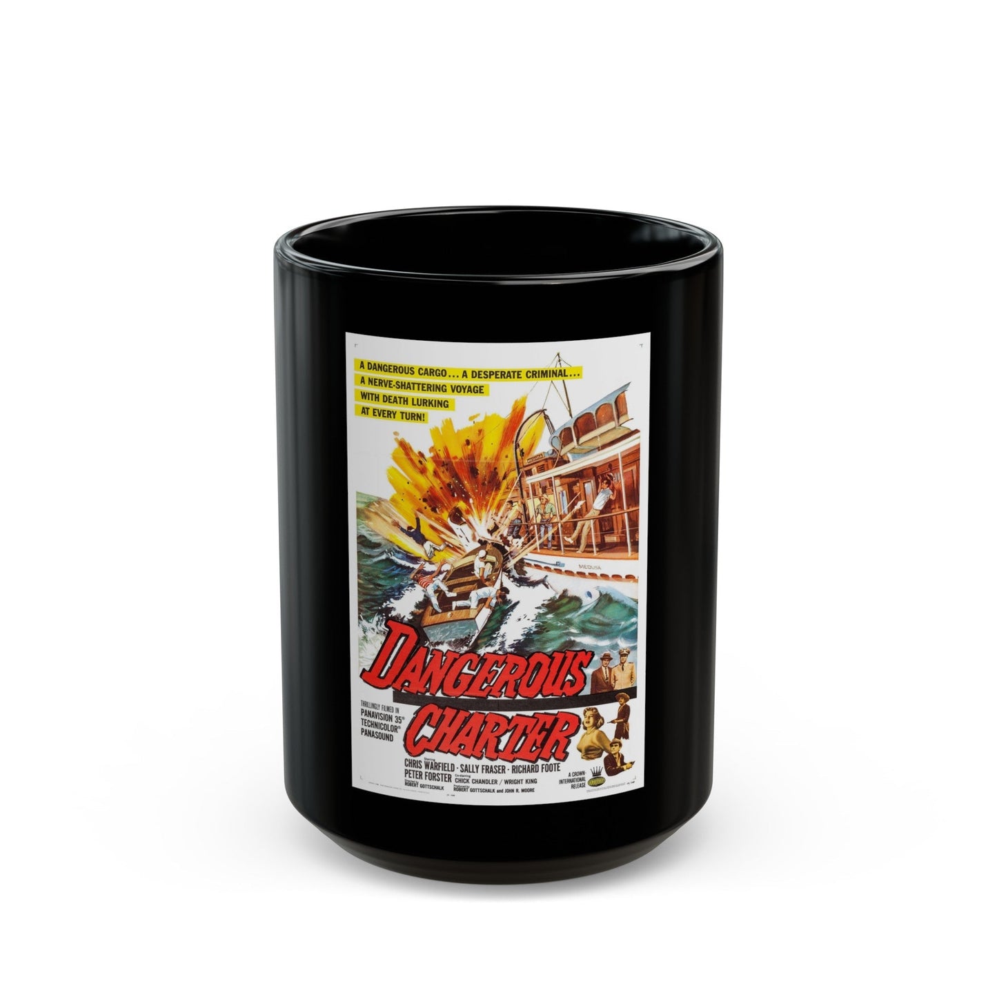 DANGEROUS CHARTER 1962 Movie Poster - Black Coffee Mug-15oz-The Sticker Space