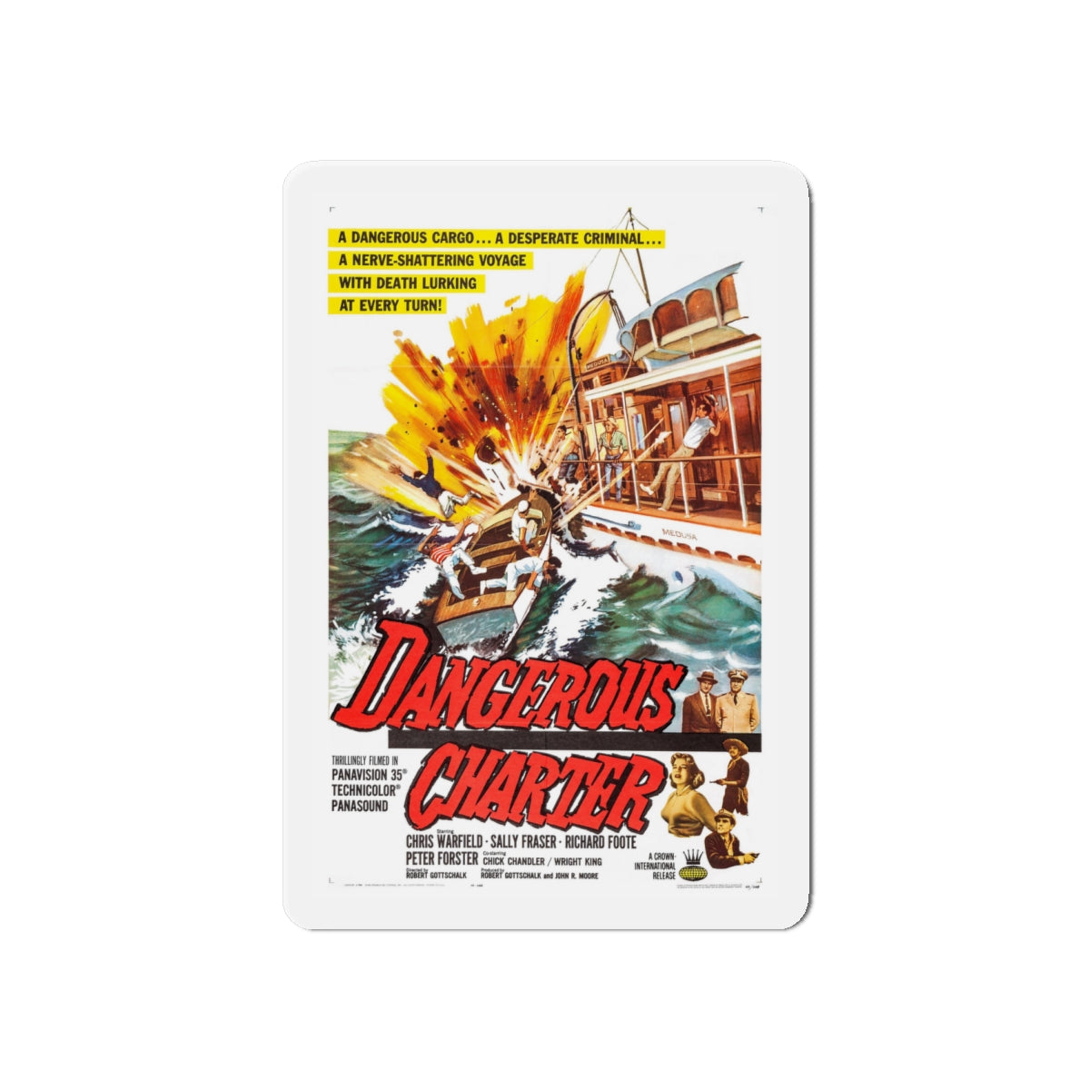 DANGEROUS CHARTER 1962 Movie Poster - Die-Cut Magnet-6 × 6"-The Sticker Space