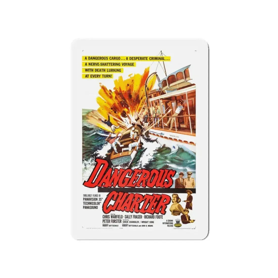 DANGEROUS CHARTER 1962 Movie Poster - Refrigerator Magnet 4 Inch - The Sticker Space