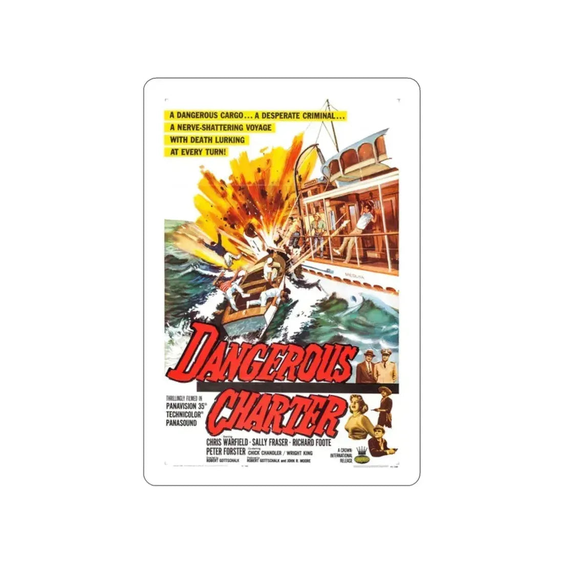 DANGEROUS CHARTER 1962 Movie Poster STICKER Vinyl Die-Cut Decal 2 Inch - The Sticker Space