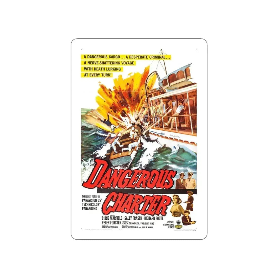 DANGEROUS CHARTER 1962 Movie Poster STICKER Vinyl Die-Cut Decal 6 Inch - The Sticker Space
