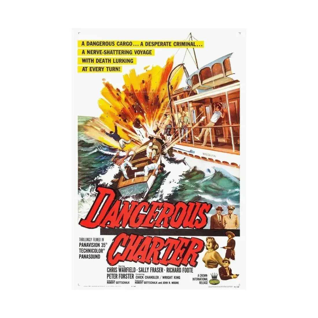 DANGEROUS CHARTER 1962 - Paper Movie Poster - The Sticker Space