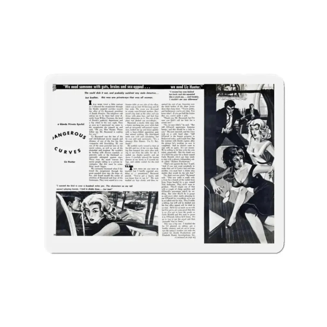 Dangerous Curves, Private Eye magazine, November 1959 (Magazine Illustration) Refrigerator Magnet - The Sticker Space
