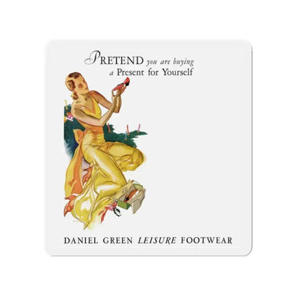 Daniel Green Leisure Footwear ad, Ladies' Home Journal, December, 1931 (Magazine Illustration) Refrigerator Magnet 2 Inch - The Sticker Space