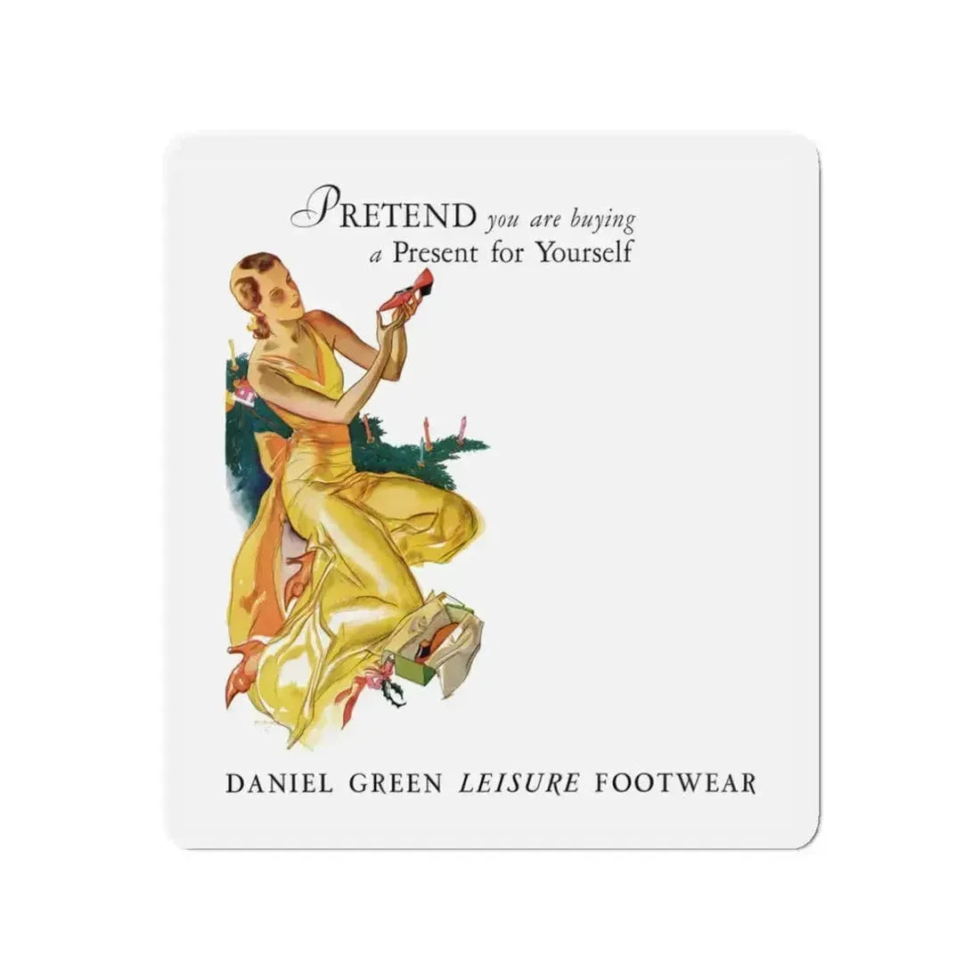 Daniel Green Leisure Footwear ad, Ladies' Home Journal, December, 1931 (Magazine Illustration) Refrigerator Magnet 3 Inch - The Sticker Space