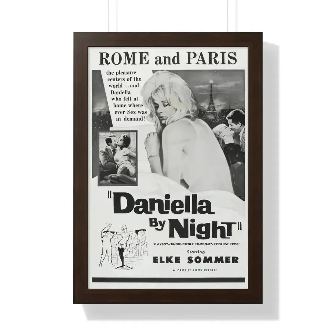 DANIELLA BY NIGHT 1961 - Framed Movie Poster 16″ x 24″ Walnut - The Sticker Space