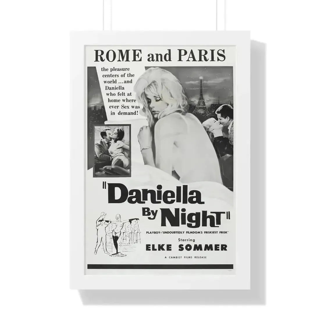 DANIELLA BY NIGHT 1961 - Framed Movie Poster 16″ x 24″ White - The Sticker Space