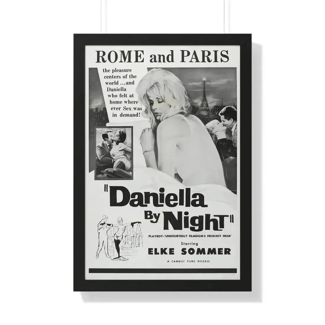 DANIELLA BY NIGHT 1961 - Framed Movie Poster 20" x 30" Black - The Sticker Space