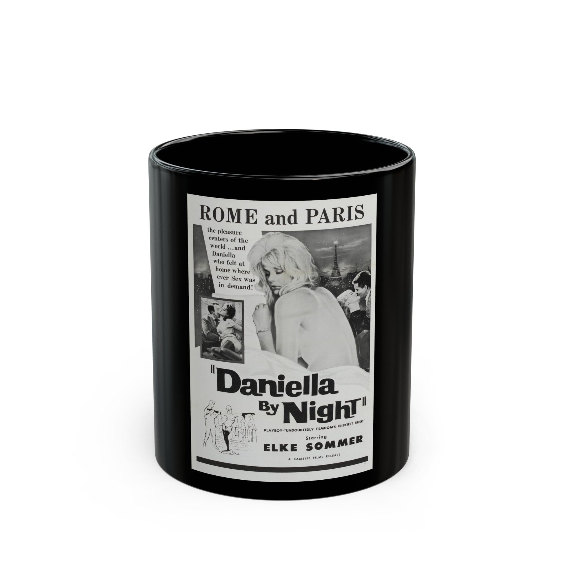 DANIELLA BY NIGHT 1961 Movie Poster - Black Coffee Mug-11oz-The Sticker Space