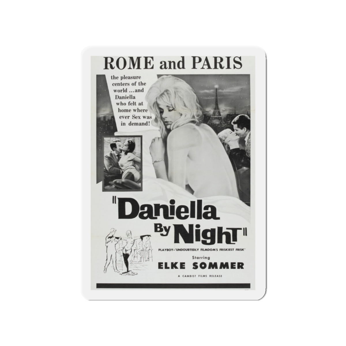 DANIELLA BY NIGHT 1961 Movie Poster - Die-Cut Magnet-2" x 2"-The Sticker Space