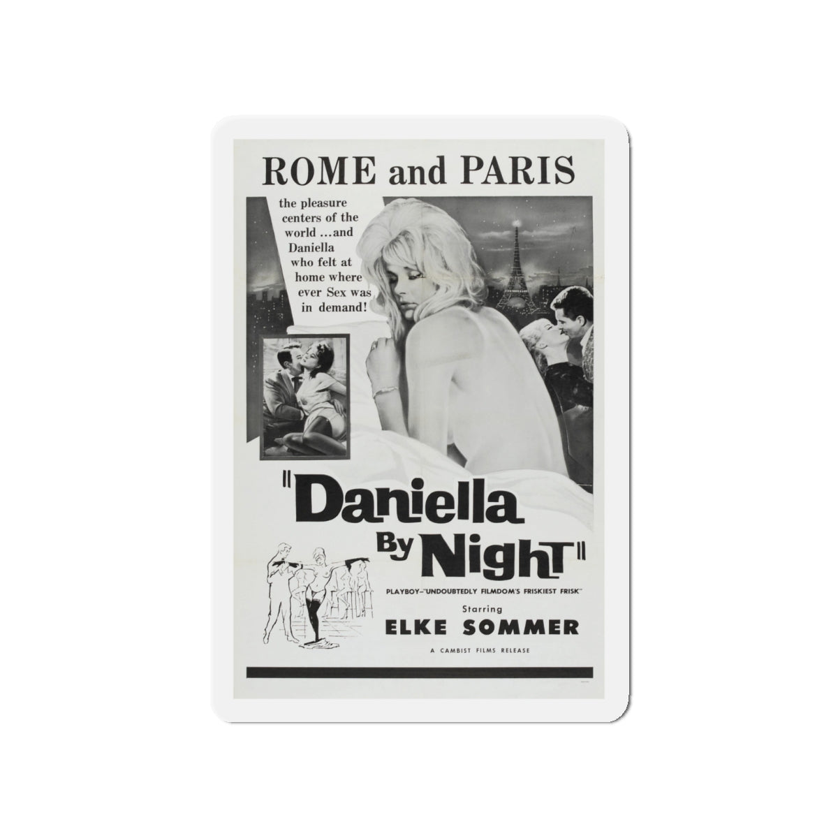 DANIELLA BY NIGHT 1961 Movie Poster - Die-Cut Magnet-4" x 4"-The Sticker Space