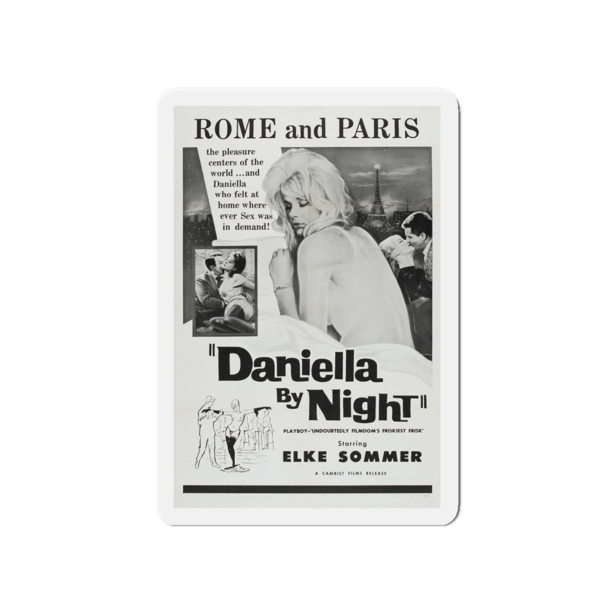 DANIELLA BY NIGHT 1961 Movie Poster - Die-Cut Magnet-5" x 5"-The Sticker Space