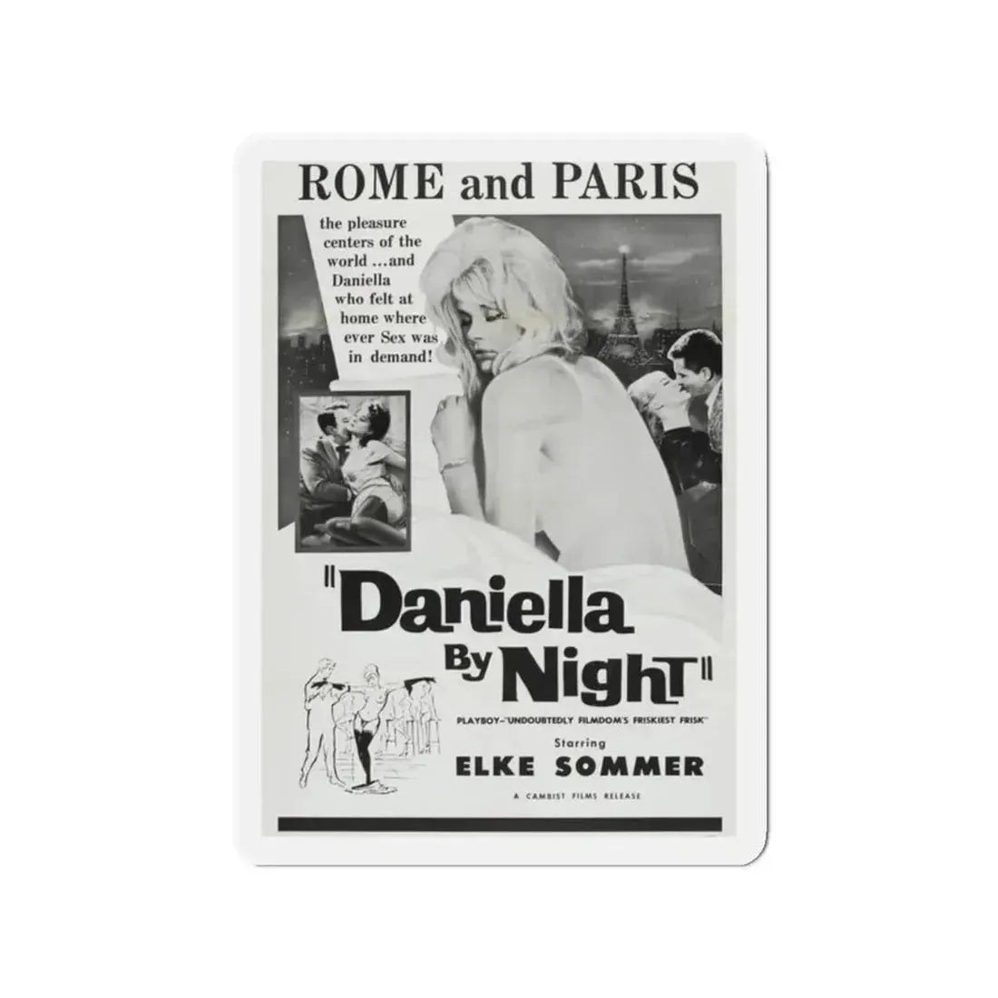DANIELLA BY NIGHT 1961 Movie Poster - Refrigerator Magnet 2 Inch - The Sticker Space