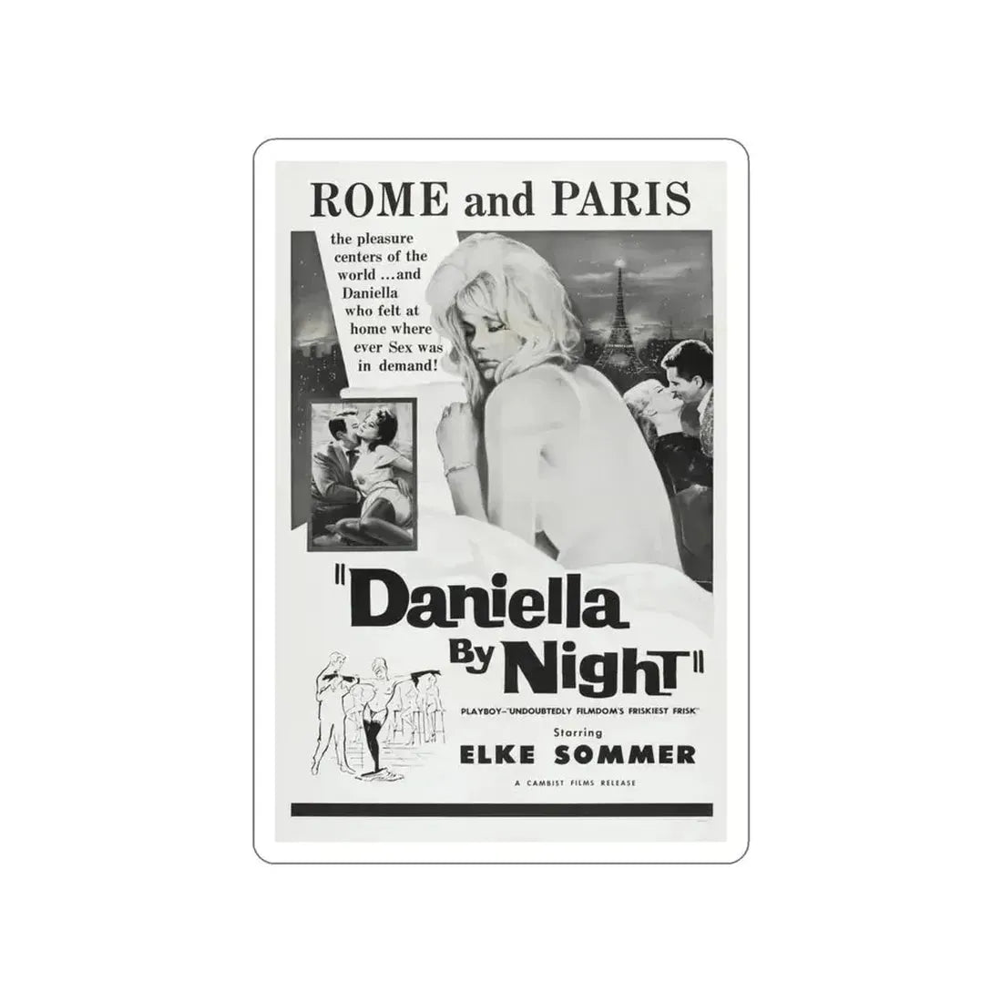 DANIELLA BY NIGHT 1961 Movie Poster STICKER Vinyl Die-Cut Decal 3 Inch - The Sticker Space