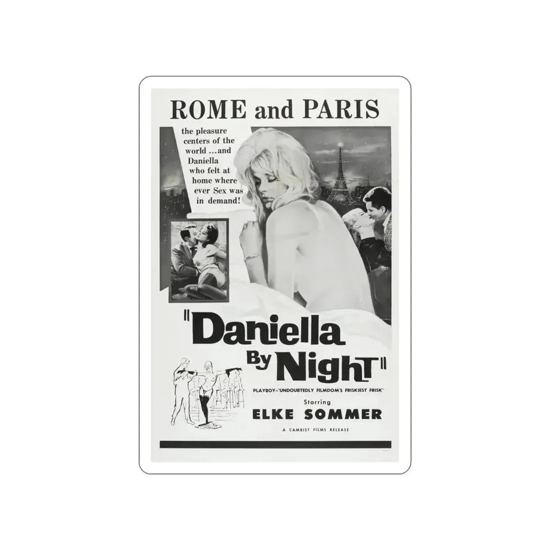DANIELLA BY NIGHT 1961 Movie Poster STICKER Vinyl Die-Cut Decal 3 Inch - The Sticker Space