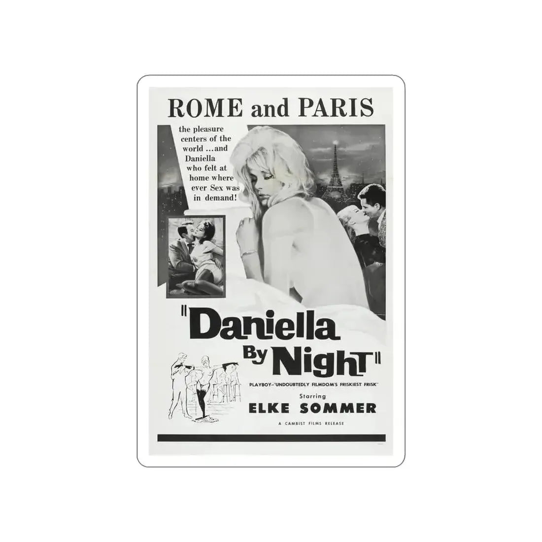 DANIELLA BY NIGHT 1961 Movie Poster STICKER Vinyl Die-Cut Decal 4 Inch - The Sticker Space