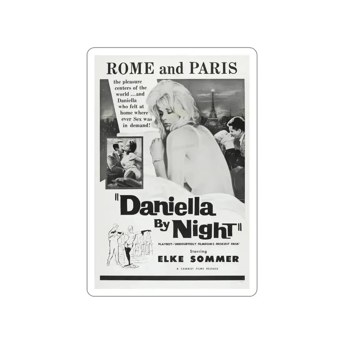 DANIELLA BY NIGHT 1961 Movie Poster STICKER Vinyl Die-Cut Decal 5 Inch - The Sticker Space