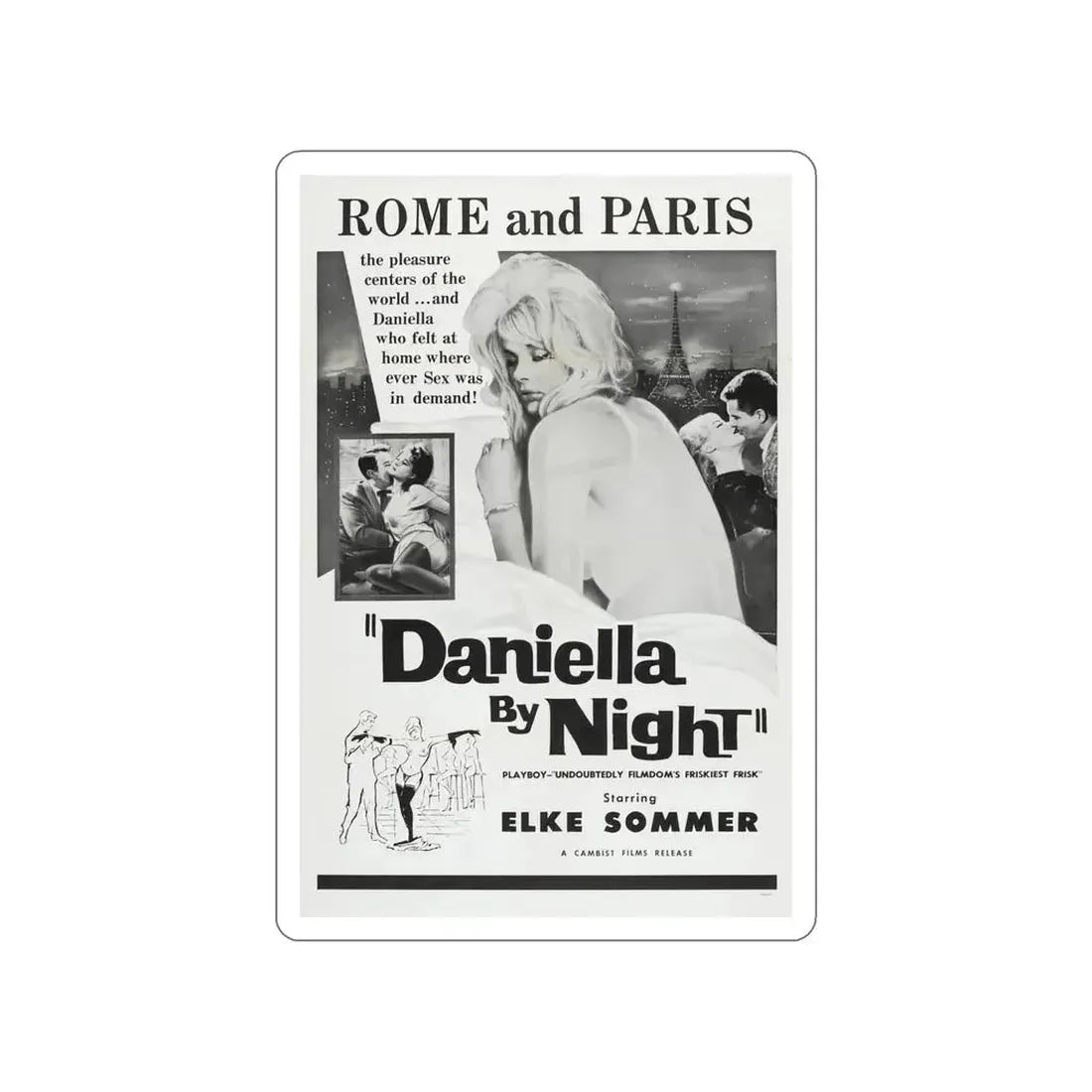 DANIELLA BY NIGHT 1961 Movie Poster STICKER Vinyl Die-Cut Decal 5 Inch - The Sticker Space