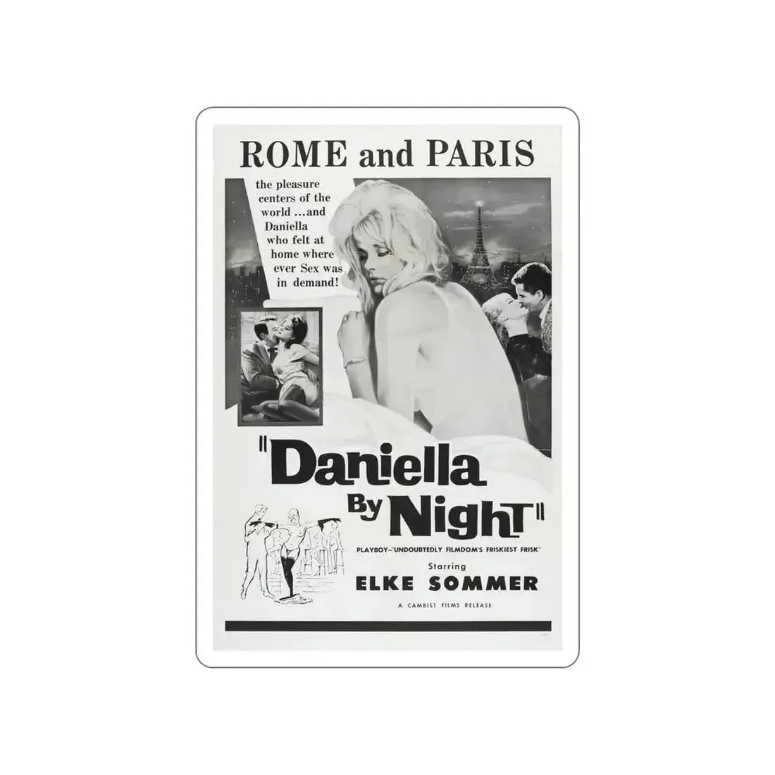 DANIELLA BY NIGHT 1961 Movie Poster STICKER Vinyl Die-Cut Decal 6 Inch - The Sticker Space