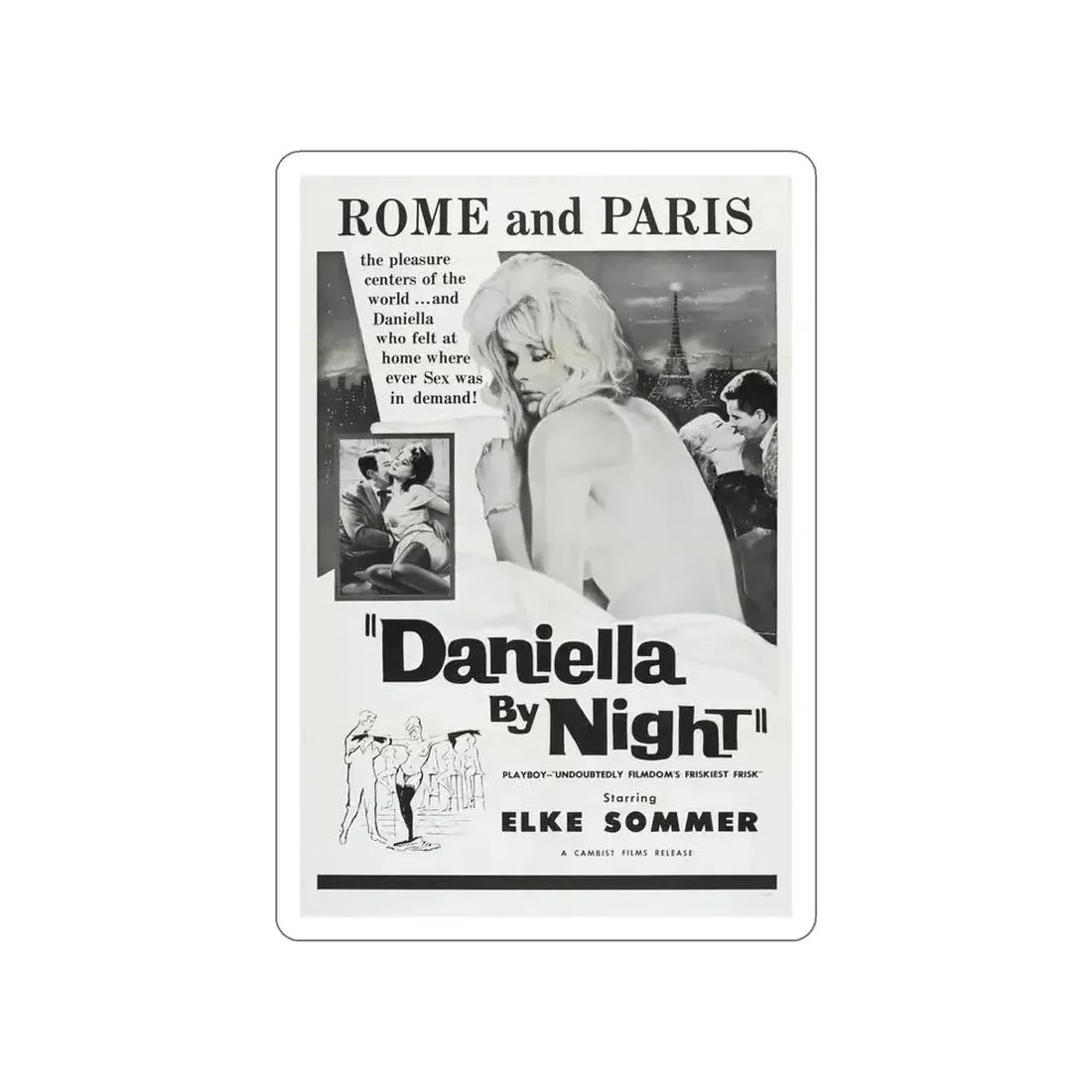 DANIELLA BY NIGHT 1961 Movie Poster STICKER Vinyl Die-Cut Decal 6 Inch - The Sticker Space