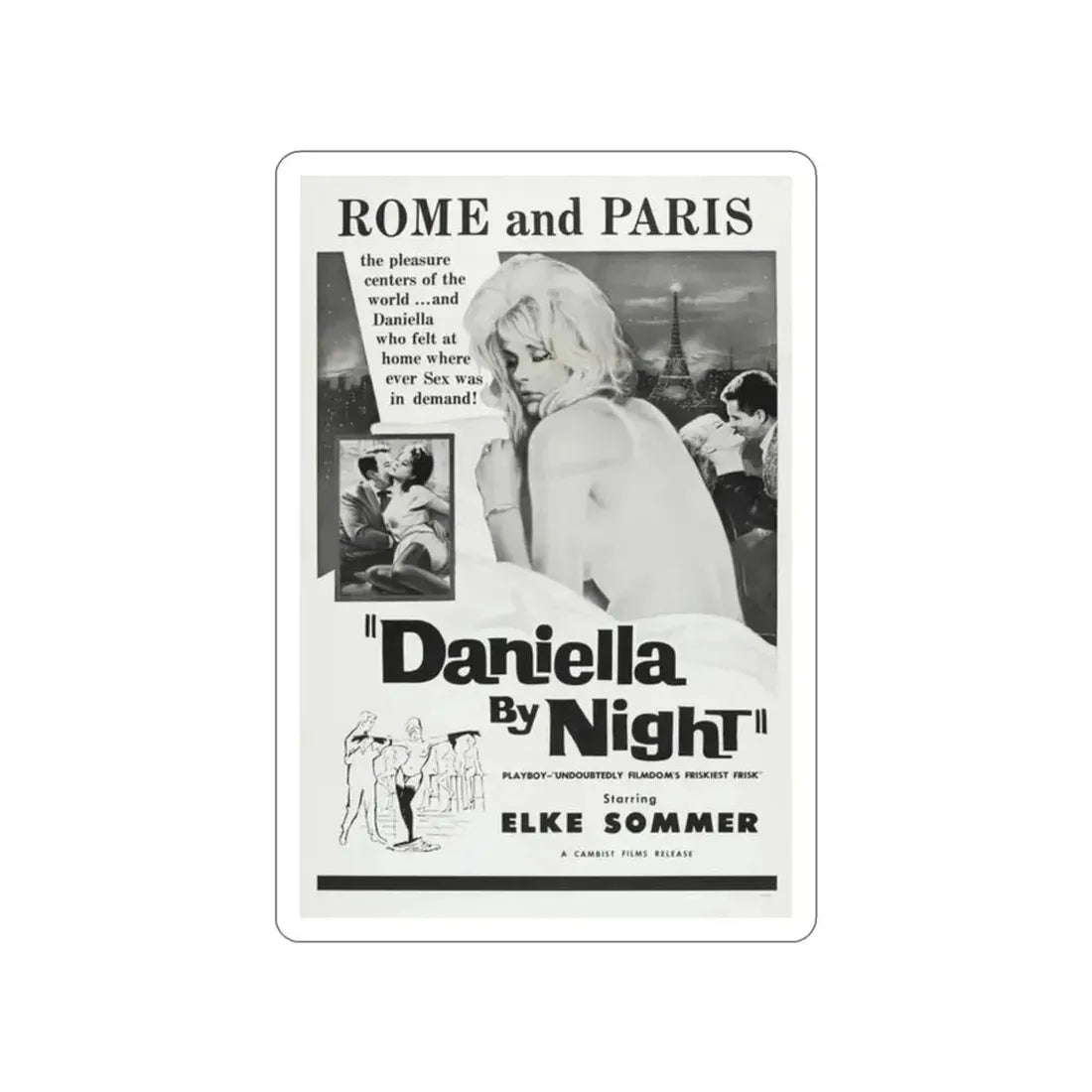 DANIELLA BY NIGHT 1961 Movie Poster STICKER Vinyl Die-Cut Decal - The Sticker Space