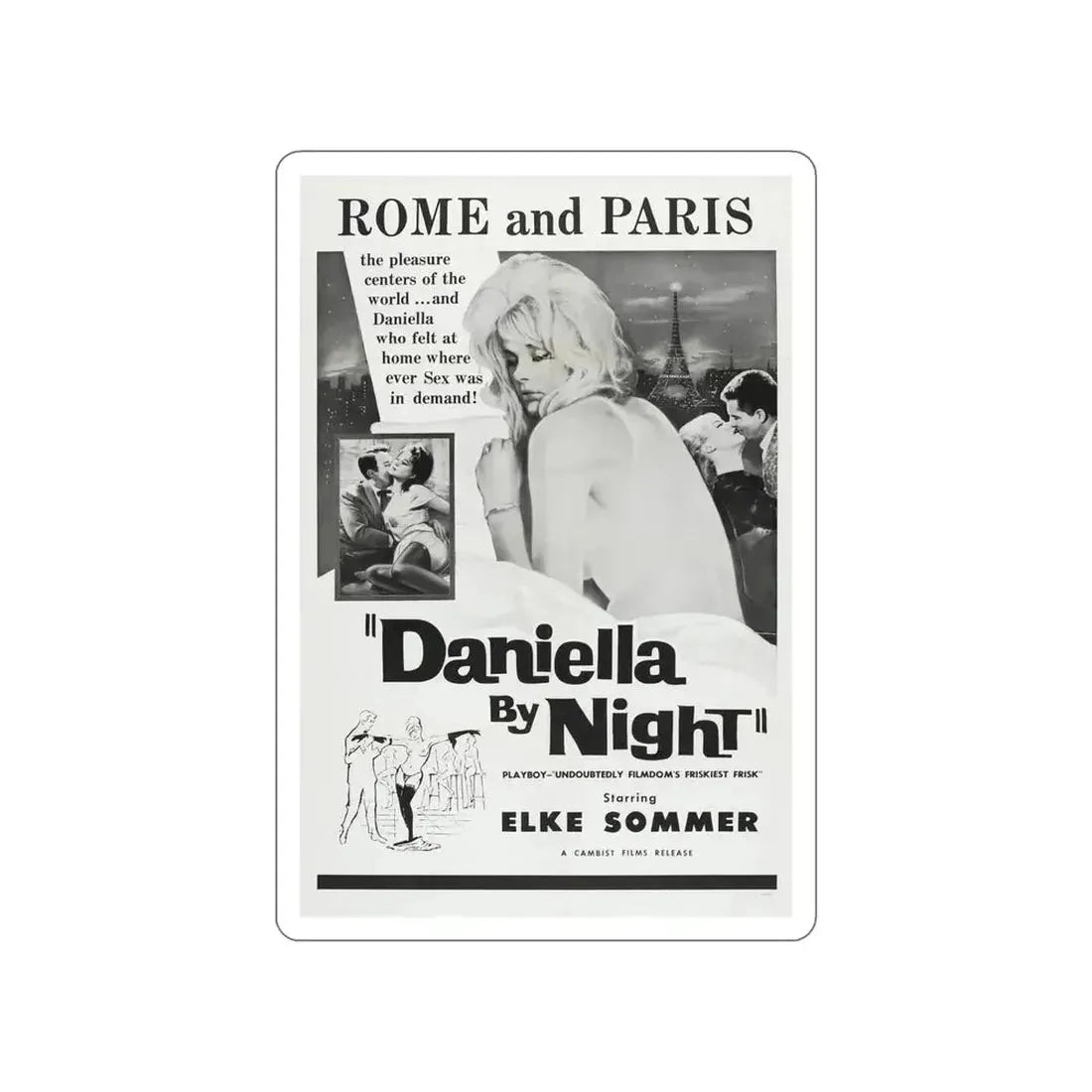 DANIELLA BY NIGHT 1961 Movie Poster STICKER Vinyl Die-Cut Decal - The Sticker Space
