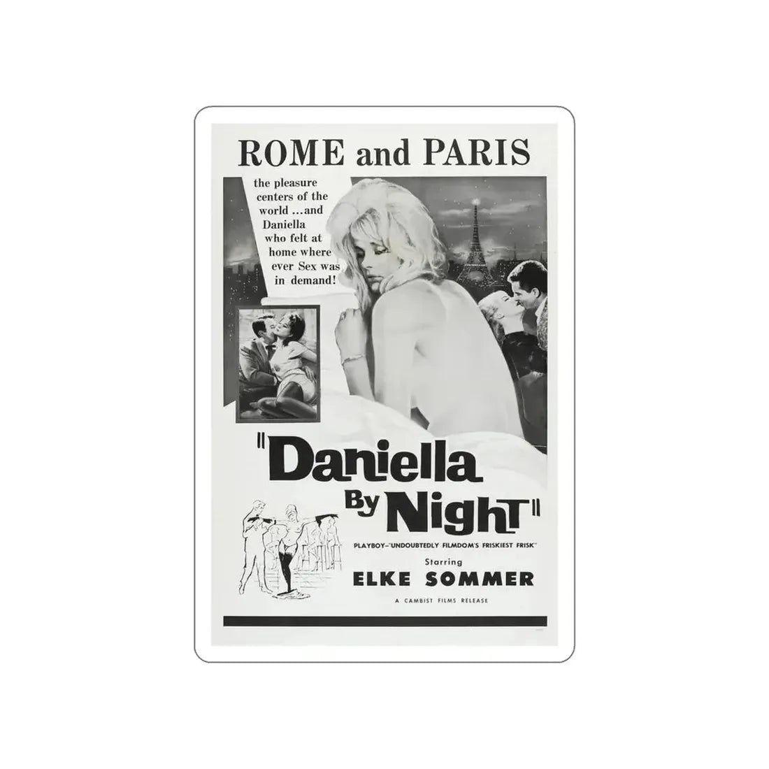DANIELLA BY NIGHT 1961 Movie Poster STICKER Vinyl Die-Cut Decal - The Sticker Space