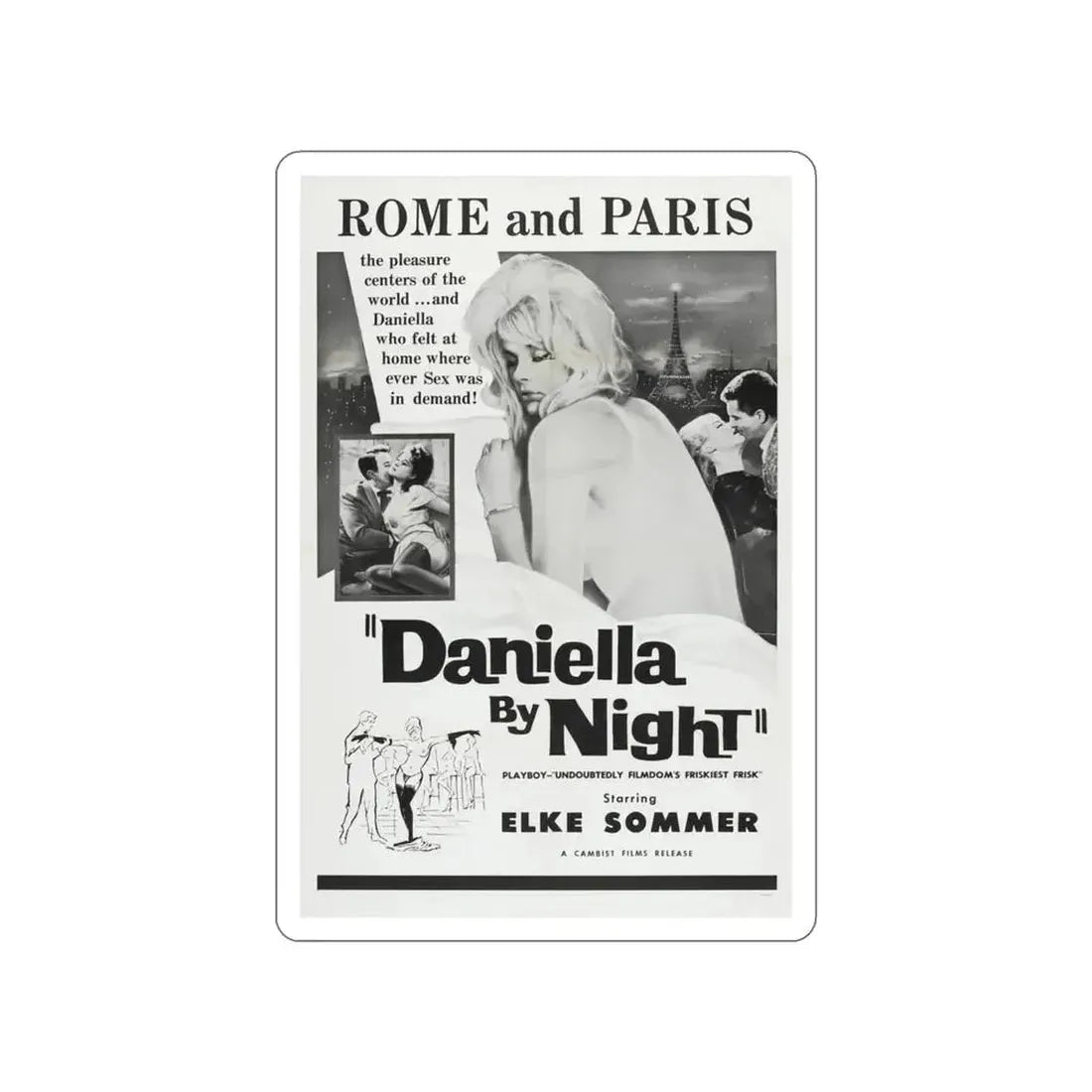 DANIELLA BY NIGHT 1961 Movie Poster STICKER Vinyl Die-Cut Decal - The Sticker Space